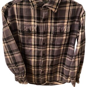 American Age Black and Cream Plaid Casual Button Down Shirt
